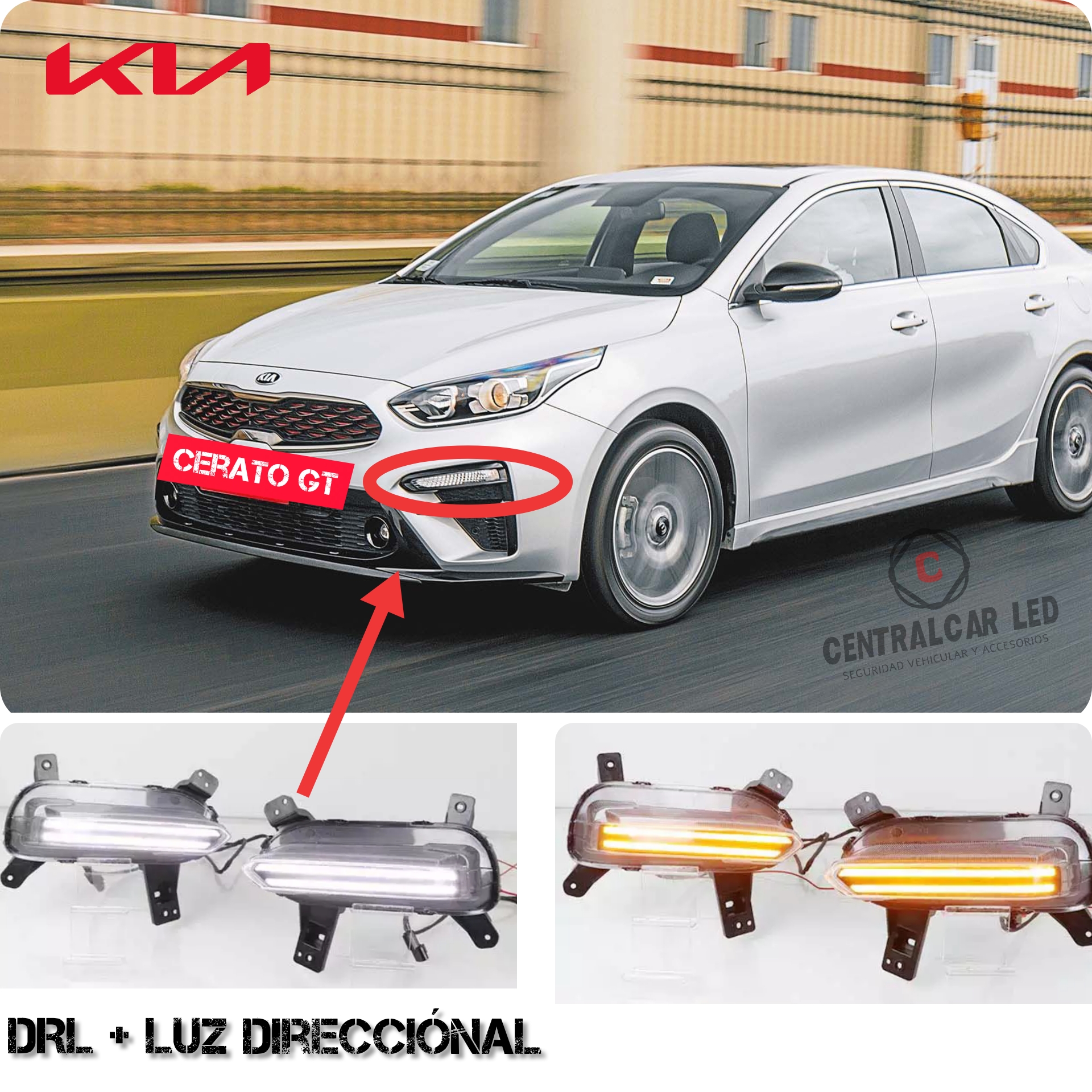 LUZ DIURNA LUZ DIRECCIONAL KIA CERATO GT CENTRALCAR LED