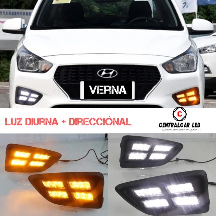 LUZ DIURNA + LUZ MEDIA + LUZ DIRECCIONAL HYUNDAI VERNA 2017 - 2018