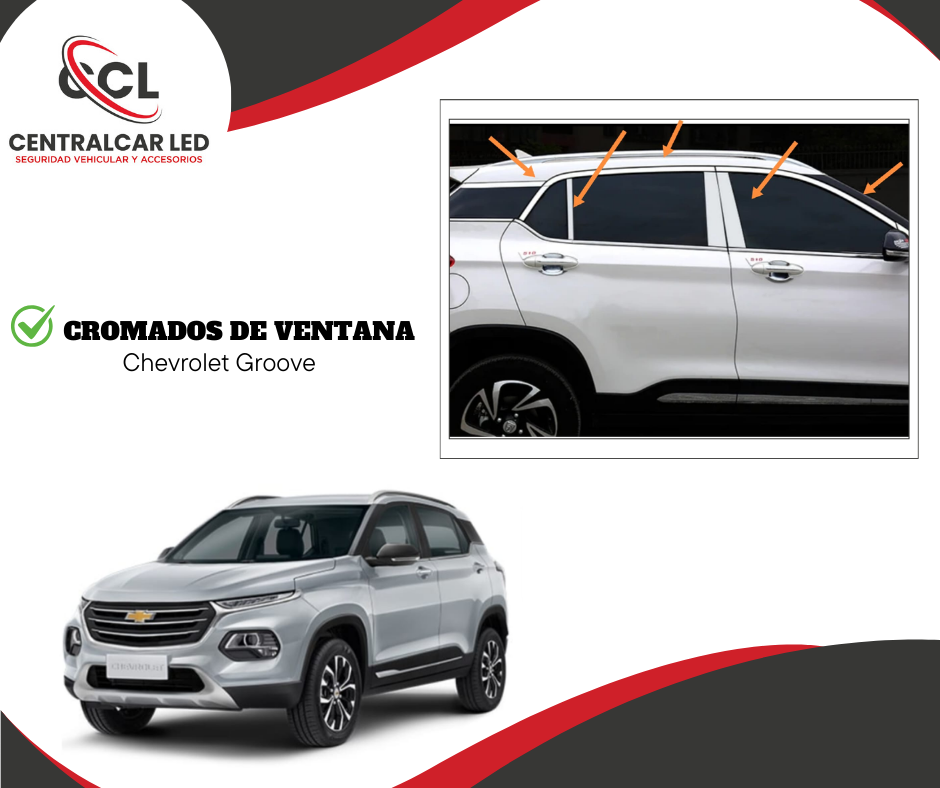 KIT de cromados inoxidable, marco de ventanas CHEVROLET GROOVE (10pcs)