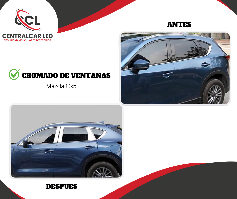 KIT de cromados inoxidable, marco de ventanas Mazda cx-5 2018 (7pcs)