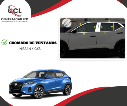 KIT de cromados inoxidable, marco de ventanas Nissan kicks (8pcs)