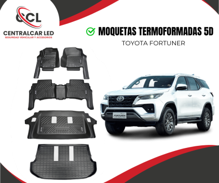 MOQUETAS TERMOFORMADAS 5D "TOYOTA FORTUNER 2016- 2022" 3 FILAS + CAJUELA