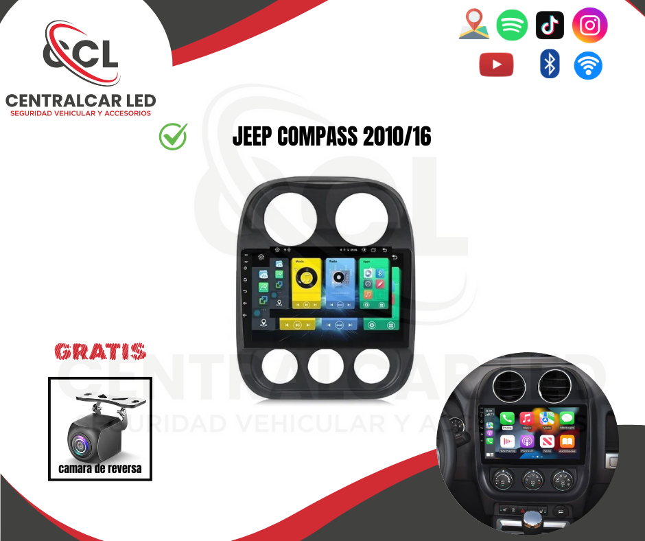 RADIO ANDROID JEEP COMPASS 2010/16