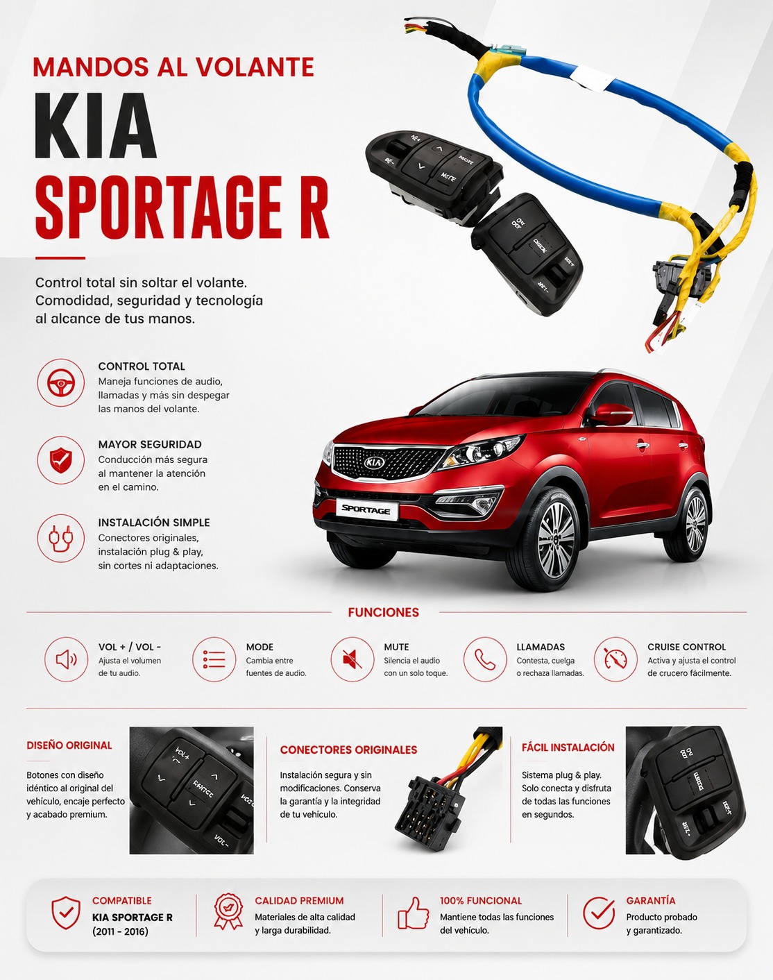 MANDOS AL VOLANTE KIA SPORTAGE R