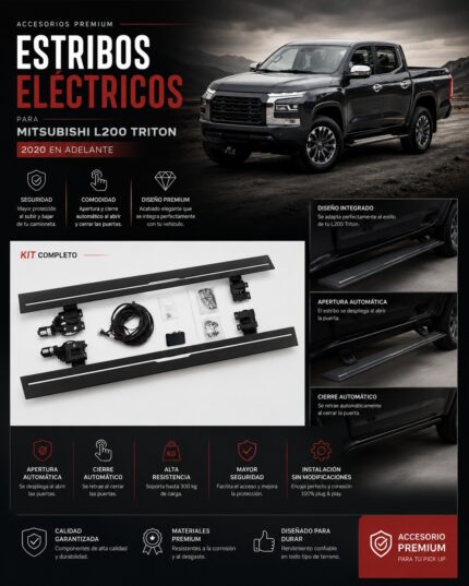 ESTRIBOS ELÉCTRICOS PARA MITSUBISHI L200 TRITON 🔥 Modelo 2020 en adelante