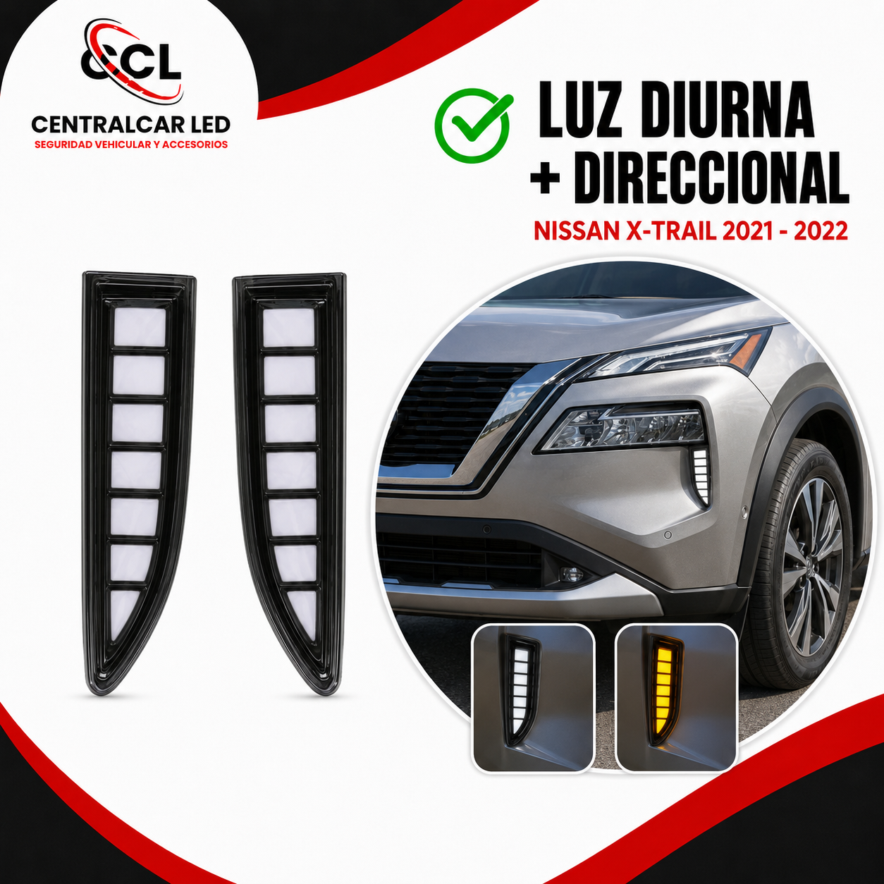 Luz diurna LED con direccional para Nissan X-Trail 2021 2022