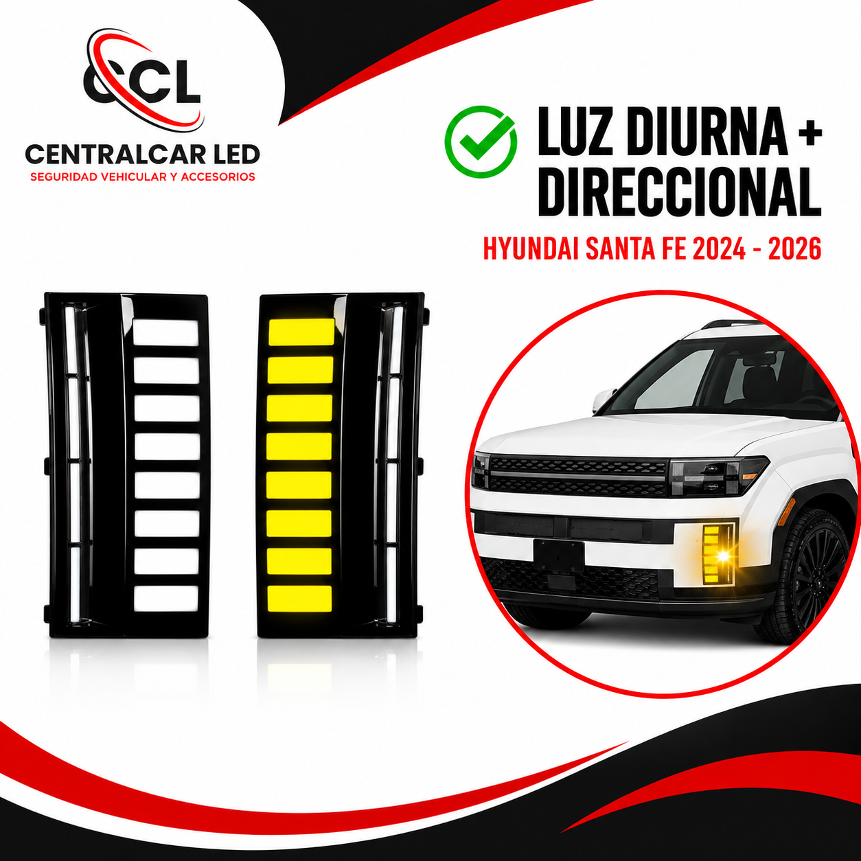 Luz Diurna y Direccional Hyundai Santa Fe 2024 2026
